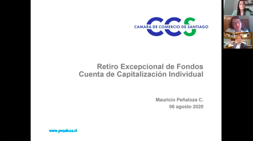 Cámara de Comercio de Santiago – Mauricio Peñaloza C. – Webinar sobre Retiro de Fondos